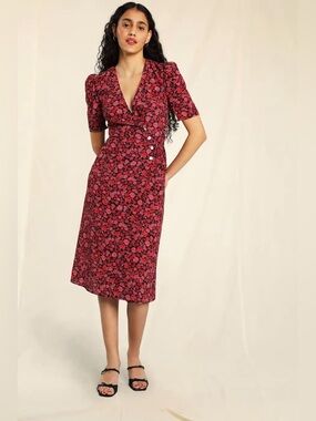 Rouje | Dresses | Rouje Ines Dress In Rosier Rouge Red Roses Size